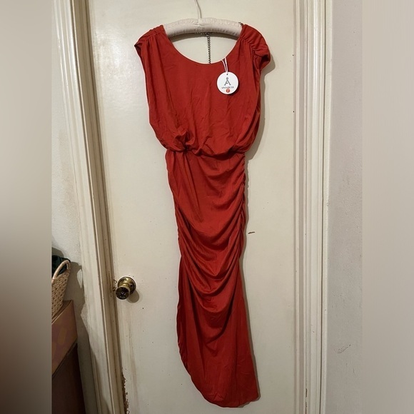 NWT Summer Sleeveless Ruch Bodycon HighWaist Asymmetric Slit Cocktail Maxi Dress - Picture 1 of 8